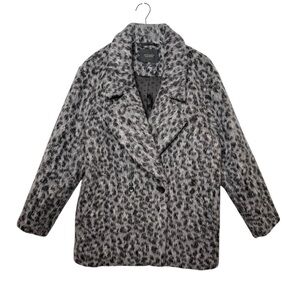 Scotch & Soda Mason Scotch Wool Gray Leopard Print Women’s Cocoon Coat Sz L